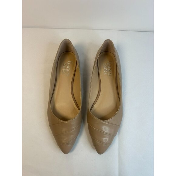 Franco Sarto Hilaria Leather Beige Pointed Toe Narrow Women Size 7 Flats Minimal - Picture 3 of 11